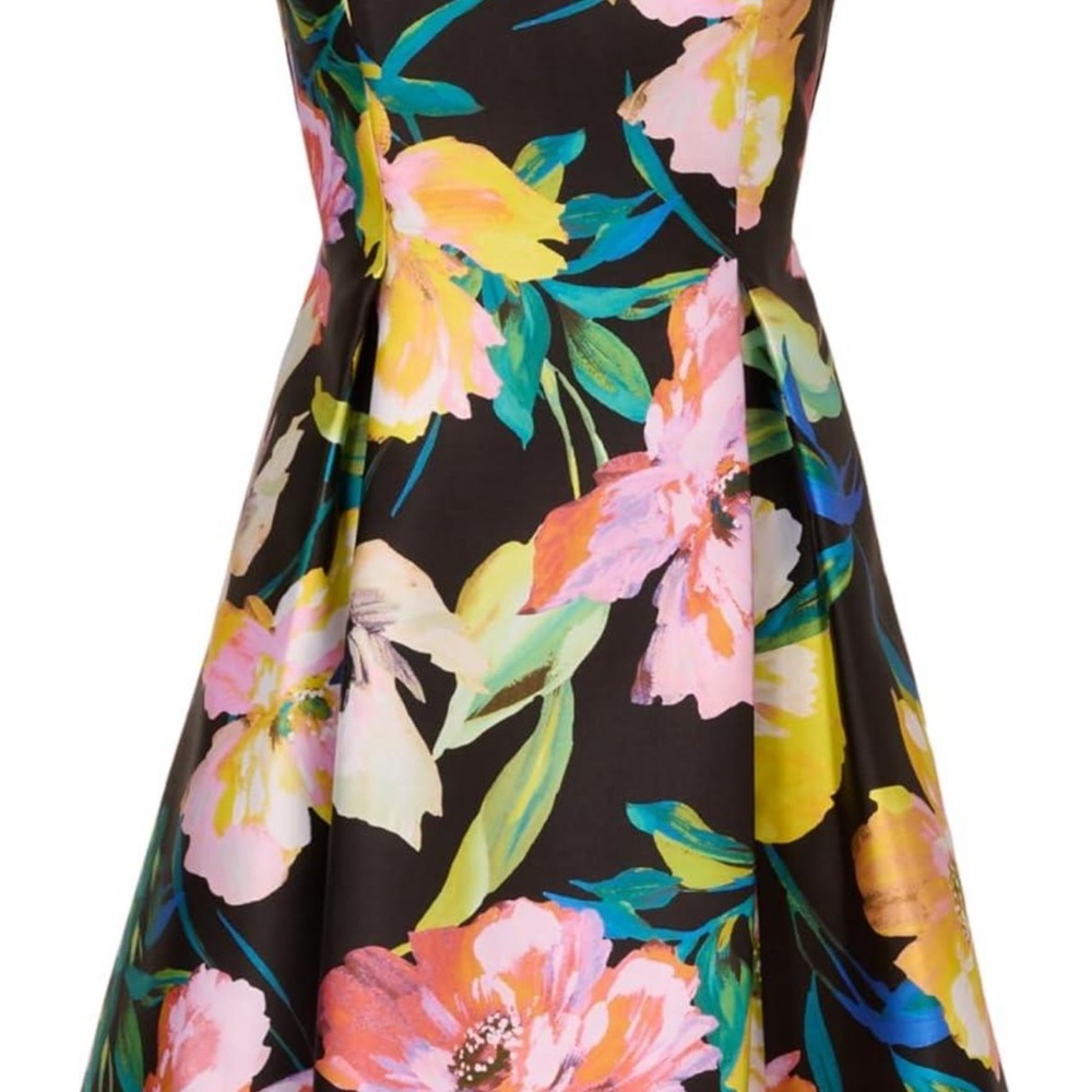 Adrianna Papell Printed Mikado Floral Dress NEW